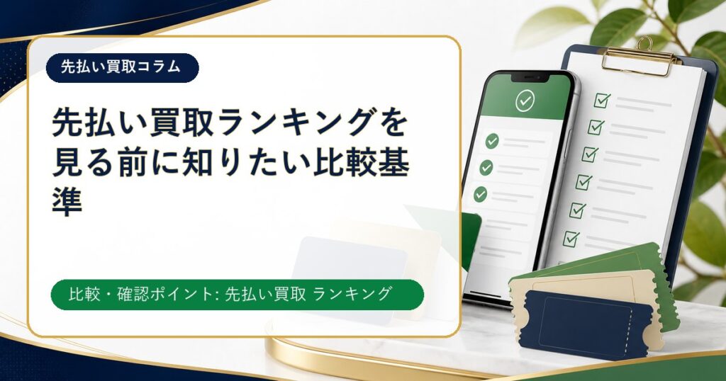 先払い買取ランキングを見る前に知りたい比較基準