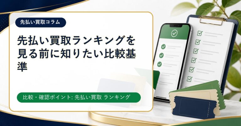 先払い買取ランキングを見る前に知りたい比較基準
