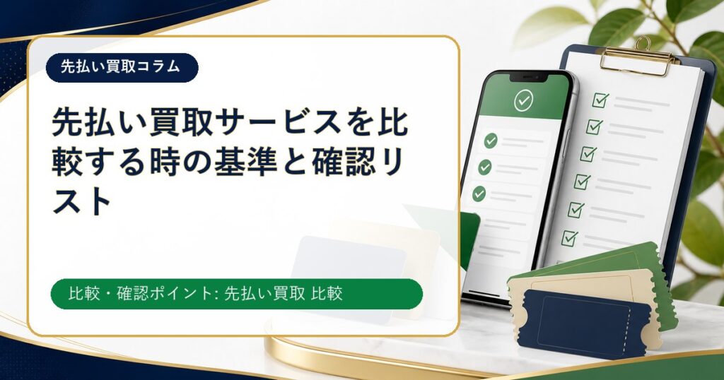 先払い買取サービスを比較する時の基準と確認リスト