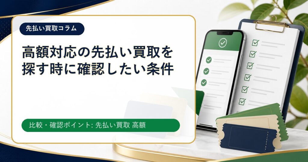 高額対応の先払い買取を探す時に確認したい条件
